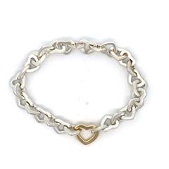 Tiffany & Co Sterling/18K Heart Link Bracelet - 8